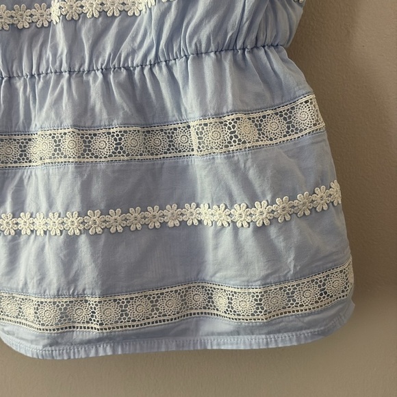 J. Crew Daisy-chain peplum top puff sleeves blue and white size - Picture 8 of 11